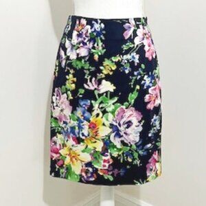 Lauren Ralph Lauren Blue / Multi Floral Print Pencil Skirt Size 4
